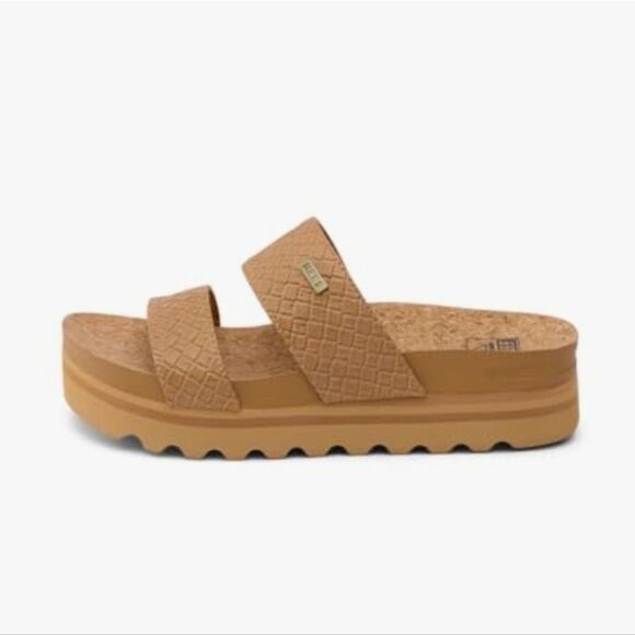 Reef Cushion Vista Hi Slide Sandals- Tan Wicker - Picture 3 of 14